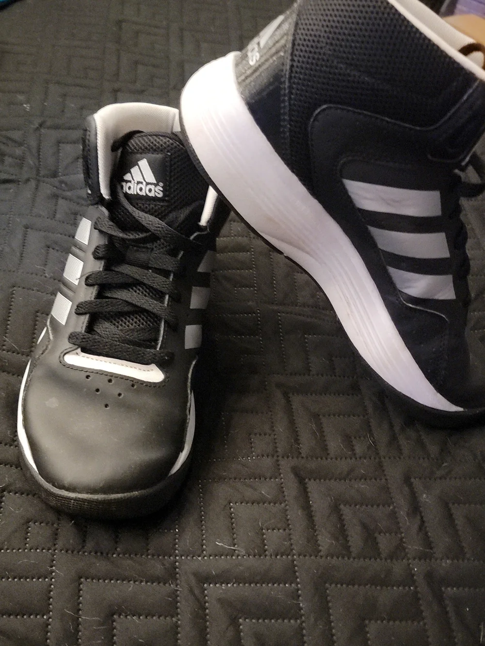 adidas Black and White Mesh-Accent Sneakers